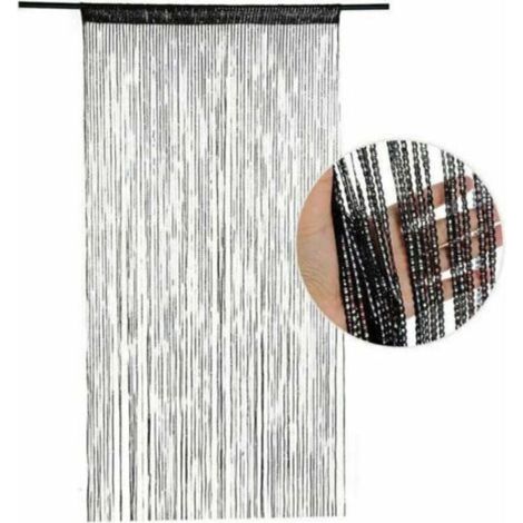 Rideau de porte en corde, 200 × 100 cm, moustiquaire, décoration de fenêtre, séparateur de pièce, sequins pour porte, mur, fenêtre