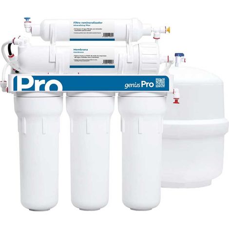 Osmoseur domestique GENIUS PRO50 – Système à 5 étapes – Filtration + déchloration UDF + membrane I.O. – Robinet long bec chromé – ATH