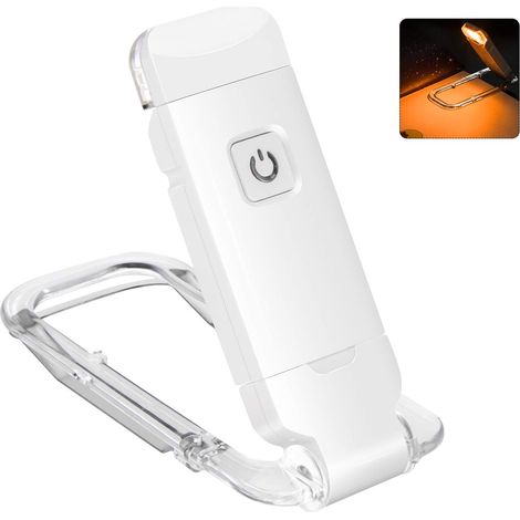 Lampe de lecture rechargeable USB blanche pour lire au lit, lampe de lecture LED à pince, lampe marque-page portable avec lampe de lecture.