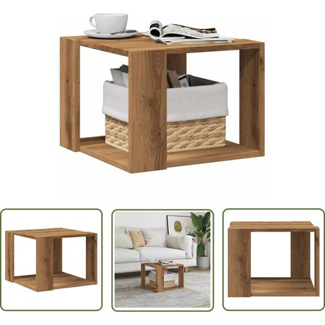 vidaXL Table basse chêne artisanal 40x40x30 cm bois d'ingénierie (1/5)