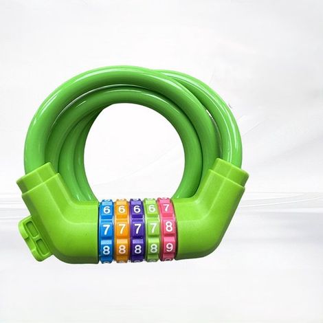 Candado para bicicleta con números para niños (10 mm x 1,2 m), candado de cable antirrobo con combinación de código, accesorios para bicicleta (1/5)