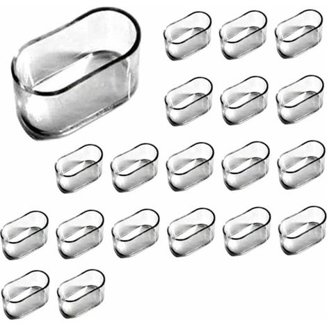 Lot de 20 protège-pieds de chaise, embouts en caoutchouc transparents, pour meubles ovales, tables et pieds de sol, 15 x 30 mm
