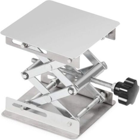 Table Élévatrice de Laboratoire, Table de Levage Plate-Forme de Laboratoire en Acier Inoxydable, 100 x 100mm, Hauteur de Levage Extensible de 45 à 150mm, Poids de Support 5 KG