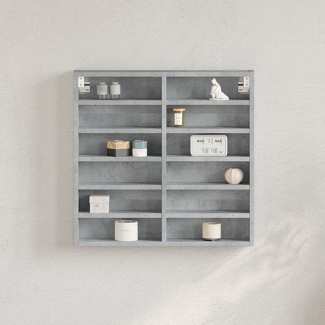 vidaXL Armoire à vitrine gris béton 60x8,5x58 cm bois d'ingénierie