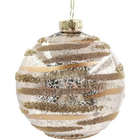 Dekorative Glaskugel Streaks champagne Ø10 cm (1/2)