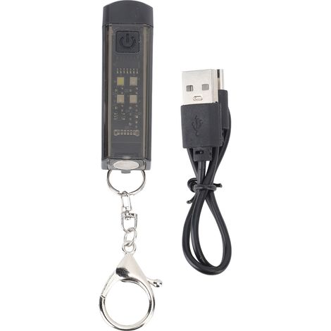 Lampe torche porte-clés rechargeable USB aimantée, plastique, 2 modes d'éclairage, mini lampe de poche portable de secours pour camping, randonnée, pêche. (1/5)