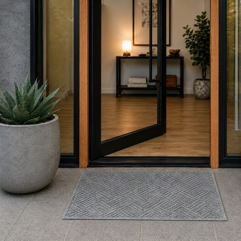 Tapis absorbant / anti-salissure Waterhog Diamond 60x90 cm - Bordure fashion - Gris (1/5)