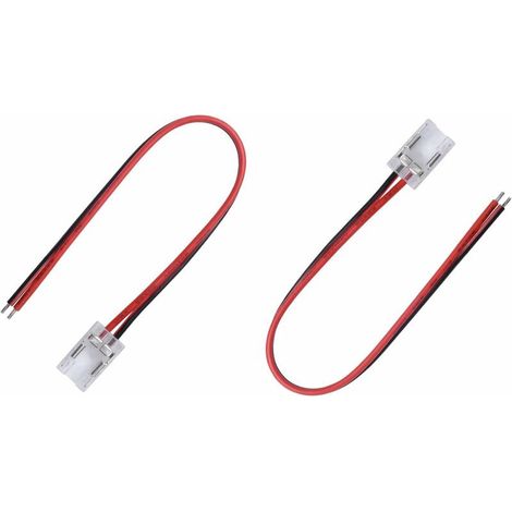 2x connecteur rapide câblé monochrome pour ruban LED largeur 8mm x longueur 150mm 12V 24V controleur cuisine maison salle de bain (1/4)