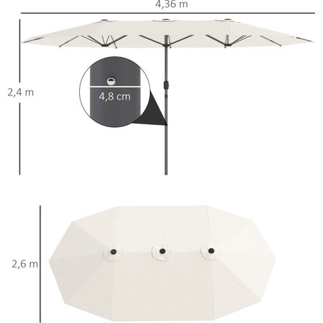 Parasol double 436 x 260 cm, parasol en acier avec protection UV et manivelle, parasol ovale pour balcon, parasol de plage, résistant au vent, parasol de marché stable, parasol à manivelle pour la pla (1/5)