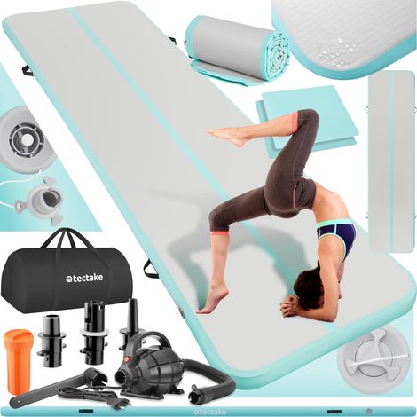 Tapis d'entraînement en polychlorure de vinyle gris et bleu