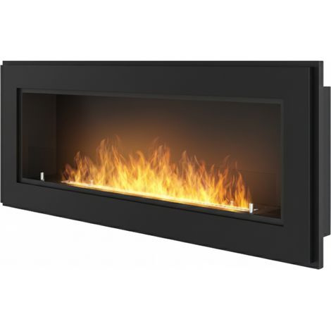 Caminetto a Bioetanolo Frame 1200 SimpleFire da incasso con Vetro - Nero Opaco