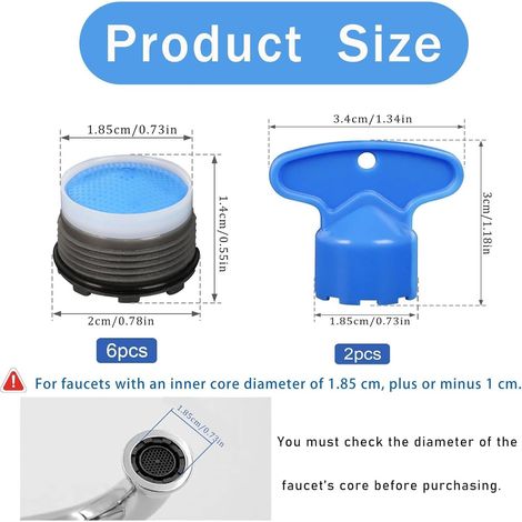 Lot de 4 Mousseur Robinet, Aérateurs de Robinet Universels M18.5 et 2 Clé, Embout Brise Jet Robinets, Filtre Économie d'eau pour Remplacement de Salle de Bains et Cuisine (1/4)
