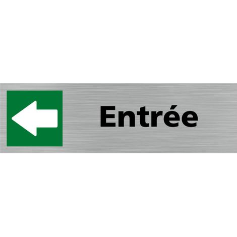 Pictogramme Entrée flèche vers la gauche (Q0296).- Adhésif aspect aluminium brossé - (1/5)