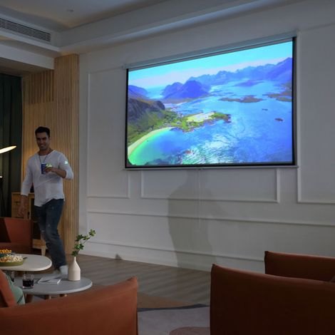Beamer Leinwand 244 x 183 cm 120 Zoll 4:3/ 16:9 Projektionsleinwand Manuell für Heimkino