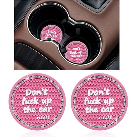 Confezione da 2 sottobicchieri per auto glitterati - sottobicchieri antiscivolo da 7 cm - sottobicchieri per auto con effetto cristallo - perfetti per donne e ragazze - interni universali (1/4)