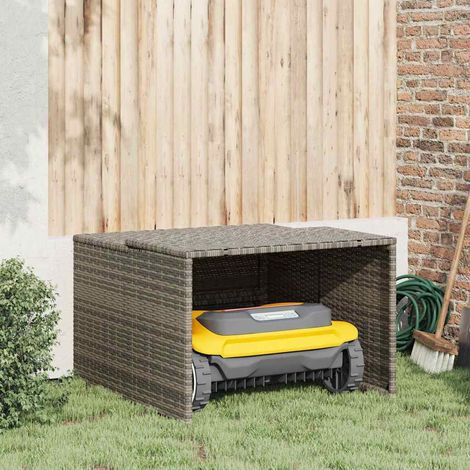 Mähroboter-Garage Grau 86x90x52/57 cm Poly Rattan