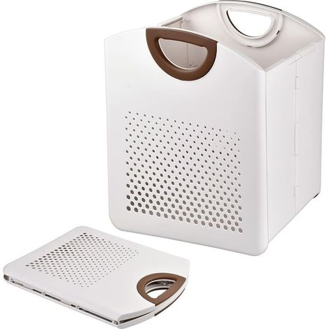 Blanc Panier a linge pliable, 27L Plastique Matériel Montage mural corbeille a linge avec poignée, Robuste Économisez de l'espace panier linge sale respirant pour salle de bain et chambre à coucher (1/5)