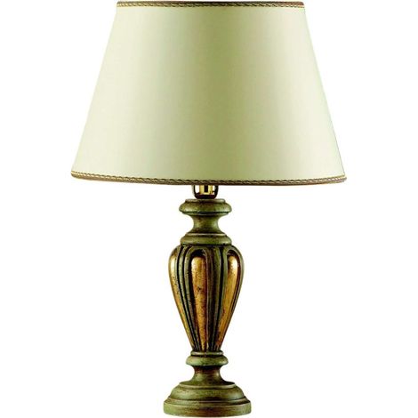 Lume In Legno Classico Verde Etrusco Oro Con Paralume 1 Luce Piccione