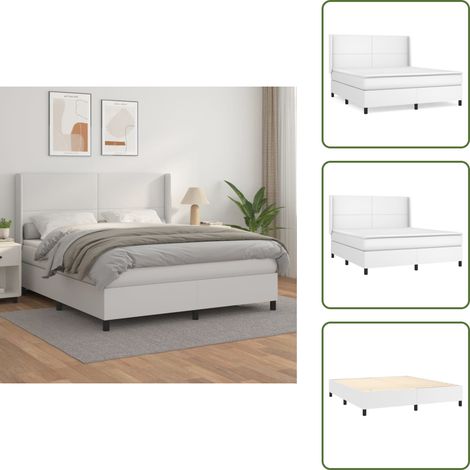The Living Store Giroletto a Molle con Materasso Bianco 160x200 cm in Similpelle - Materasso a molle