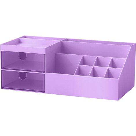 Boîte de rangement pour cosmétiques/maquillage, mini rangement de bureau pour fournitures de bureau, comptoir de salle de bain ou commode, 24 x 12 x 9 cm (1/5)