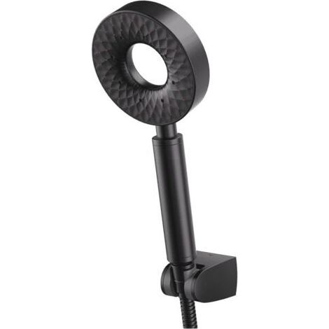 Pommeau Douche Noir Ronde Autonettoyant Douchette à Main 3 Modes Universelle Pommeau de Douche en Plastique ABS Pomme de Douche avec 150cm Flexible de Douche, ABS Support de Douche (1/5)