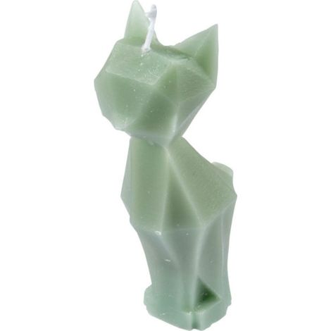 Bougie Déco Chat "Arty" 13cm Vert Céladon