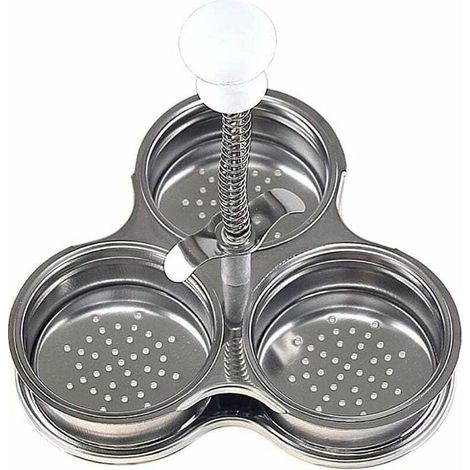 Cuiseur à œufs pochés à trois grilles en acier inoxydable, moule à œufs pochés,coquetiers pochés en acier inoxydable antiadhésif avec trous pour accessoires de cuisine -1615.46.4cm-1pc (1/4)