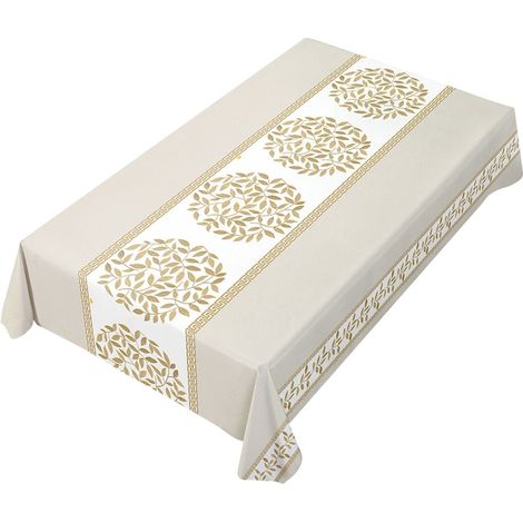 Nappe imperméable, PVC, 120 x 160 cm, beige/or, polyvalent et pratique, pour un usage quotidien, matériaux de haute qualité (1/5)