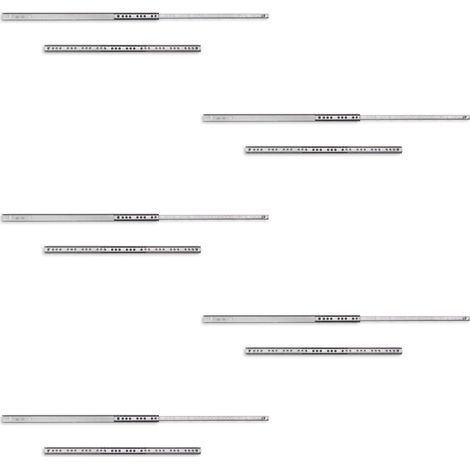 Emuca Lote de 5 juegos de guías para cajones, de bolas, altura 17mm, profundidad 342mm, extracción parcial, Cincado