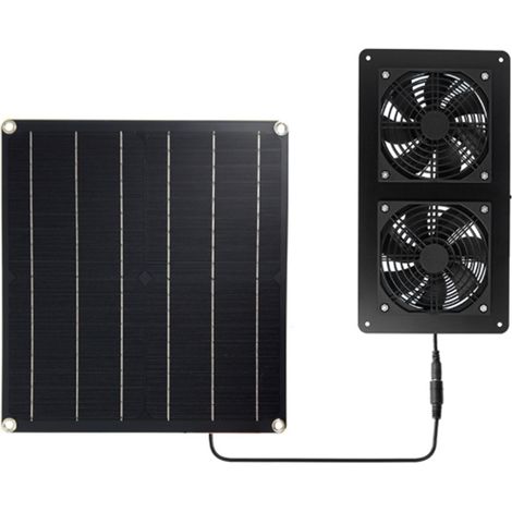 Ventilateur pour cages d'animaux, panneau solaire haute efficacité 2 x 3 W, 12 V CC, câble marche/arrêt de 3 mètres, 20 W, 2FAN12 (1/5)