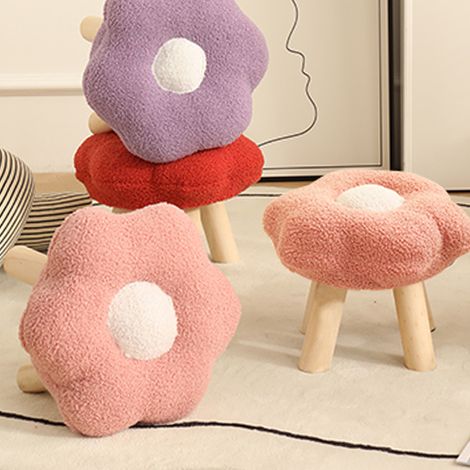Tabouret en forme de fleur, tabouret bas, banc de canapé, chaise de salon, jolie chaise pour enfant, tabouret pour se changer dans une chambre de fille, tournesol rose, 25 cm de hauteur (1/5)