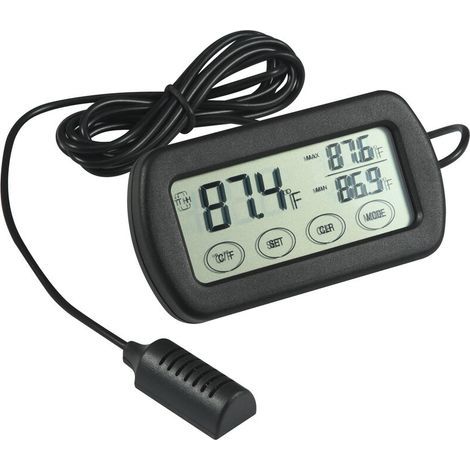 Thermomètre Hygromètre Jauge de moniteur, alarme automatique Incubateur d'œufs Maximum Minimum Température Humidité Affichage LCD Numérique Reptile Amphibian Réservoir Thermomètre Hygromètre avec sond (1/4)