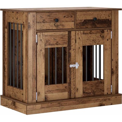 Meuble de cage pour chien Bois ancien 90 x 47,5 x 80 cm vidaXL (1/5)