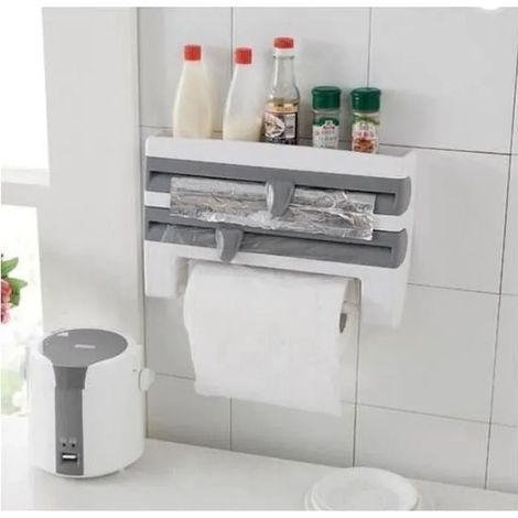 Support Murale de Papier Aluminium et Film Alimentaire – Coupe Facile, Pour Cuisine, Couleur Grise g DEVIDOIR DE PAPIER ESSUIE-TOUT (1/4)