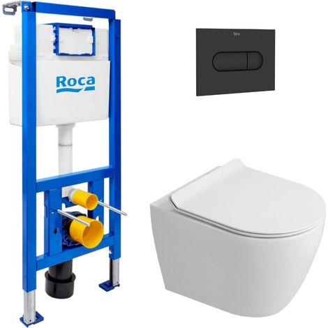 WC-Set Vorwandelement + Wand-WC spülrandlos Ceramia PixL mit SoftClose-Sitz + Platte (ROCEPXWT03-IN)