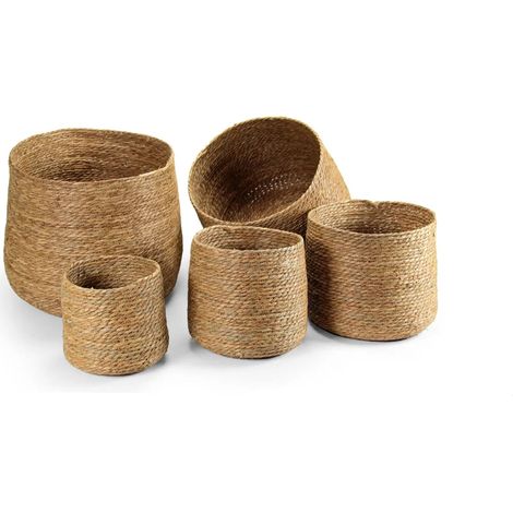 Set aus 5 runden Körben in erbamarina Ø44/38/32/25/21 cm