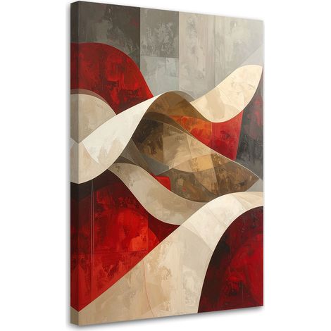 Quadro su tela, Astrattismo onde beige rosso, 30x45 (1/5)