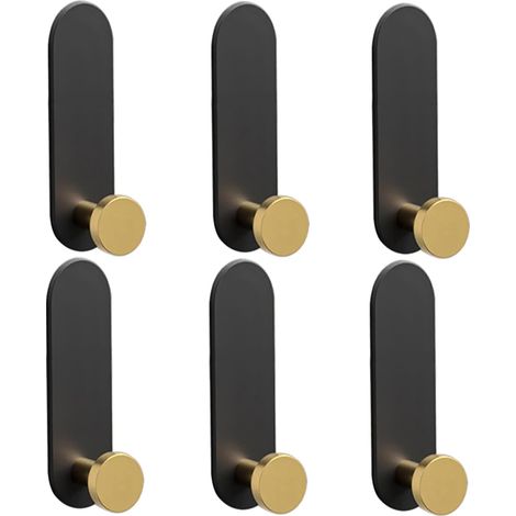 Lot de 6 crochets auto-adhésifs, crochets métalliques robustes pour mur, crochets pour serviettes de salle de bain, crochets adhésifs