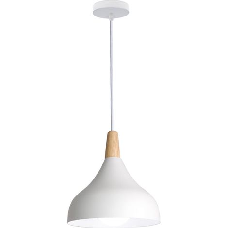 Lampe À Suspension Moderne Nordique Plafonnier D'Intérieur Abat-Jour En Métal, Blanc Pour Chambre À Coucher, Café, Bar, Cuisine, Bureau, E27 (1/4)