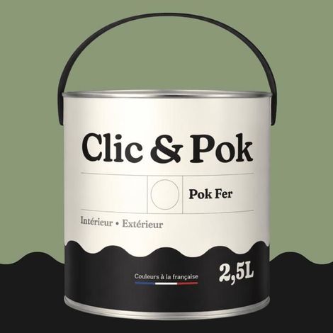 Peinture Fer Antirouille – Métal Extérieur Intérieur, Satinée, Protection Rouille - 2,5L - RAL 6021 - Vert pâle