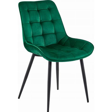 Chaise BERA - velours vert foncé / pieds noirs x 1 (1/5)