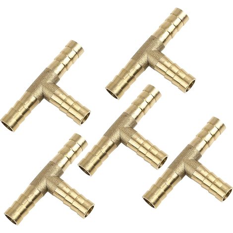 Laiton Tuyau Barbillon Raccord 8mm 3 Voie Té Menuisier Adaptateur (Ensemble de 5) (1/5)