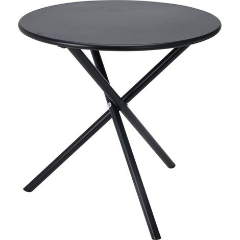 Mesa de acero plegable, negra, ø48 x 48 cm