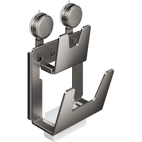 Support à couvercles double étage à ventouses gris canon, fixation murale sans perçage pour cuisine (1/5)