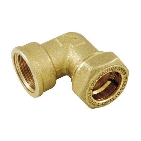 Coude 90° pour flexible solaire à compression inox DN12-Cuivre Ø15