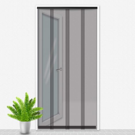 Porte moustiquaire de fenêtre 100x235 cm – Polyester noir – 4 lamelles coulissantes pour passage facile – Barrière efficace contre les insectes – Confortex (1/4)