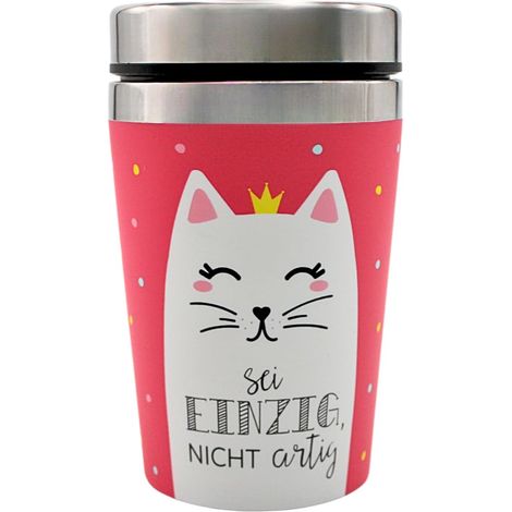 Gobelet isotherme/tasse à emporter, tasse à café, tasse isotherme, tasse de voyage, chat, motif : « Be Unique, Nicht artig, Maße H/ : 13,5 x 8,4 cm », Capacité: 240 ml (1/5)