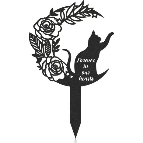 Plaque commémorative en métal pour animaux de compagnie (chats), idéale pour l'extérieur (jardin, cour), décoration funéraire (1/5)