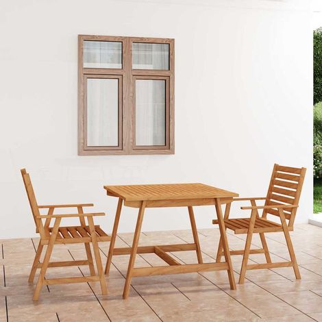 vidaXL Juego de comedor para jardín 3 piezas madera maciza de acacia (1/5)
