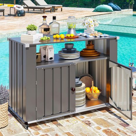 YODOLLA Armoire de Rangement Barbecue Extérieur, Meuble de Jardin Étanche et Résistant aux Intempéries
